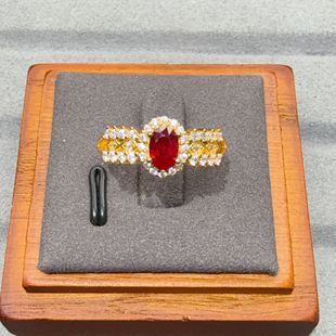 6S925银镶嵌彩宝气质百搭小众设计高级戒指耳钉饰品 鸽血红戒指4