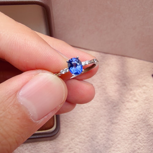 瑞耀珠宝天然蓝宝石戒指4*5S925皇家蓝火彩晶体干净日常通勤可K金