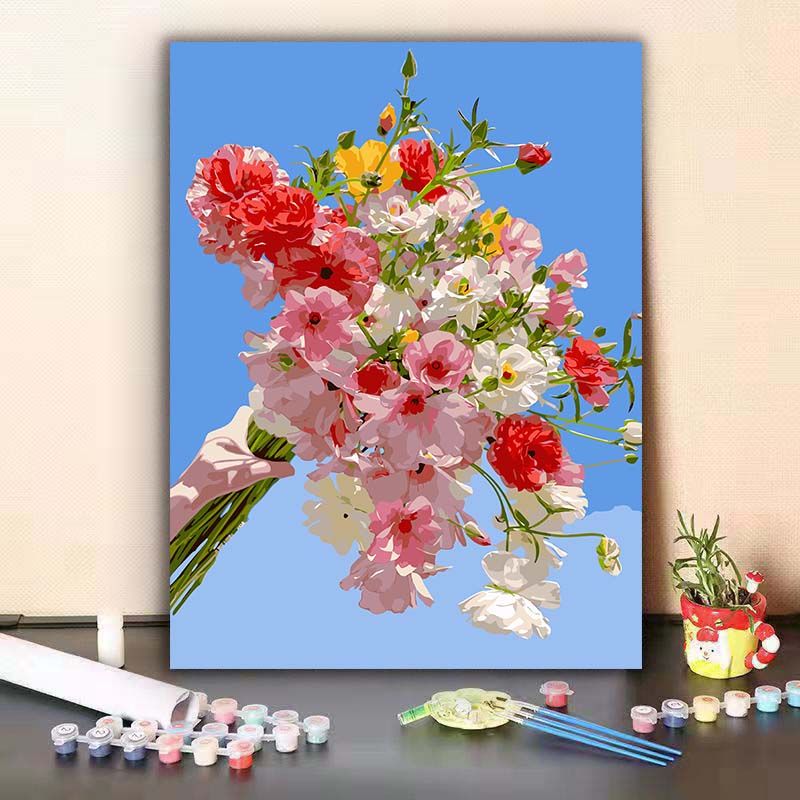 花卉数字油画diy填色手工涂色解压手工生日礼物高颜值装饰画