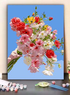 花卉数字油画diy填色手工涂色解压手工生日礼物高颜值装饰画