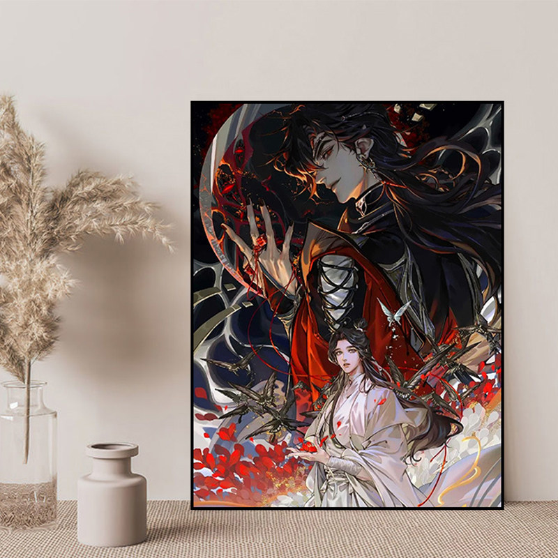 天官赐福diy数字油画谢怜花城中国风手工填色丙烯装饰画 墨家三宝