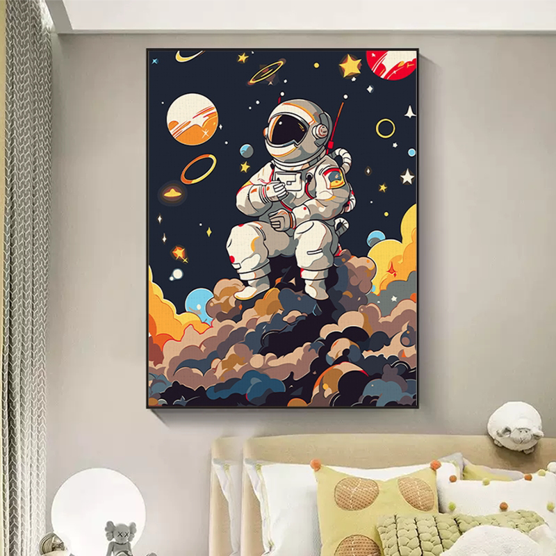 宇航员数字油画diy2024新款填色画太空科幻|儿童零基础涂色画画