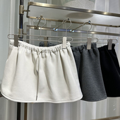 空气棉半身裙抽绳松紧高腰内带安全裤 花苞短裙外穿运动休闲a字裙