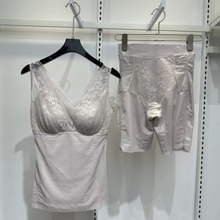 春夏带杯蕾丝养塑背心中压塑形收腹束身上托聚拢防下垂时尚 两件套