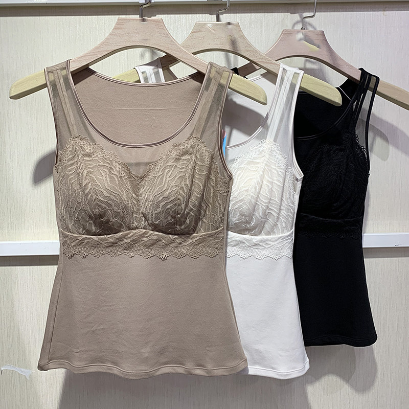 2023冬季新款性感蕾丝一体杯长款背心式文胸修身保暖无袖打底内衣,女士内衣/男士内衣/家居服,保暖背心,淘宝优惠券,粉丝福利购,淘宝优惠卷