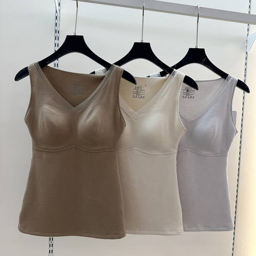 山羊绒双面磨毛保暖背心免文胸