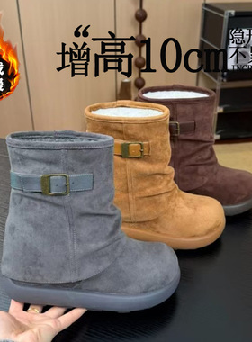 复古一脚蹬雪地靴女2025新款冬加厚加绒保暖厚底百搭丑萌勃肯棉鞋
