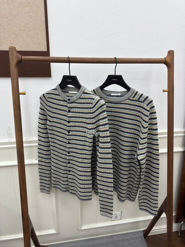 Aur25Fw100%羊毛条纹毛衣男女款