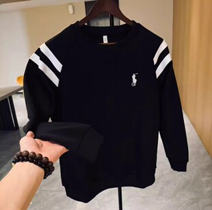 潮牌加绒保暖刺绣字母卫衣男秋冬款圆领长袖上衣宽松休闲百搭情侣