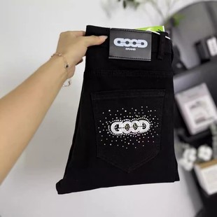 春秋新款GOOD烫钻刺绣牛仔裤男网红同款轻奢潮牌修身百搭直筒长裤