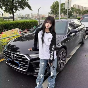 美式高街潮牌CH克罗梵文拼接秋季长袖男女情侣同款纯棉百搭上衣潮