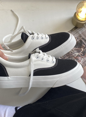 2024年新款韩版低帮男女同款圆头帆布鞋纯色休闲透气舒适平底板鞋