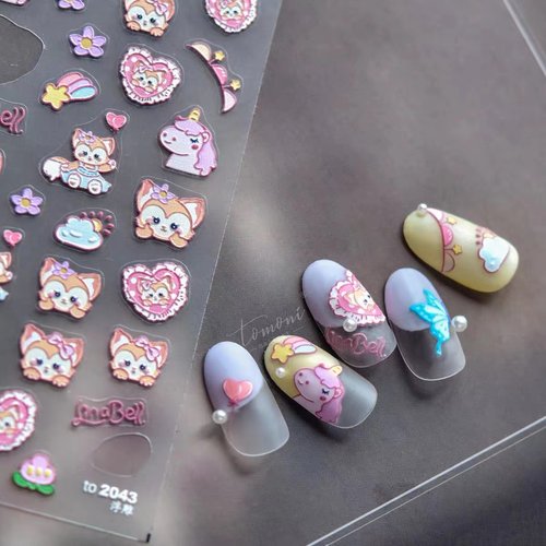 新款粉色小狐狸美甲贴纸