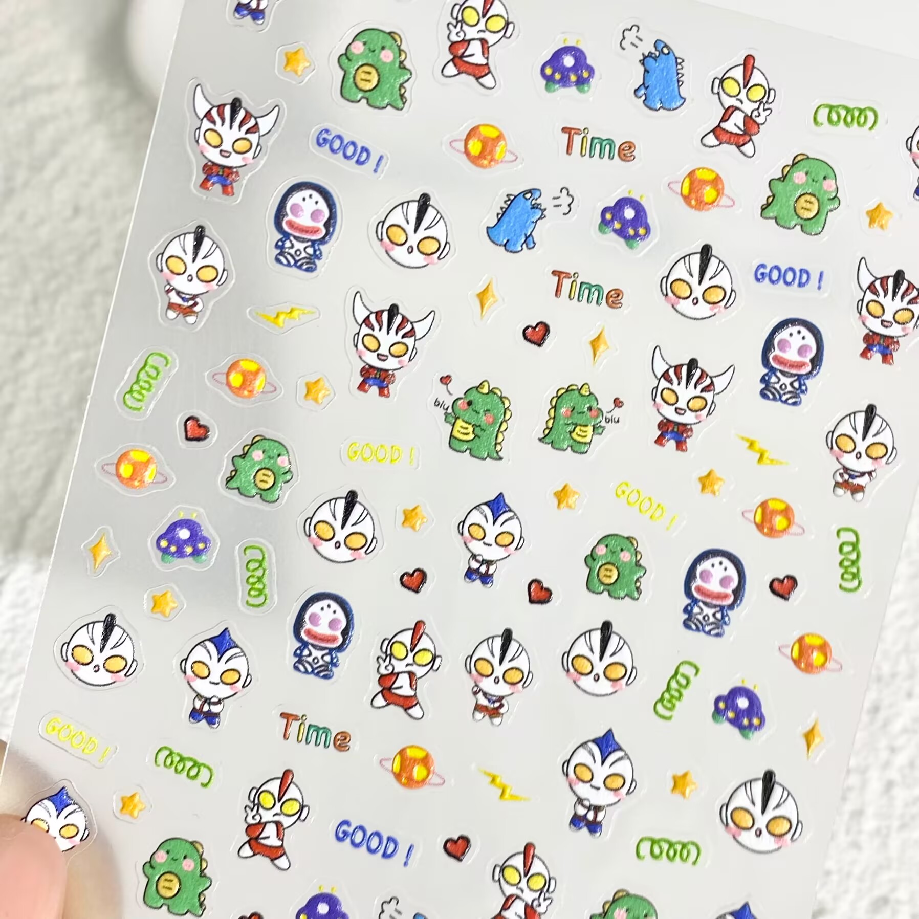 卡通奥特曼超人小怪兽美甲贴纸
