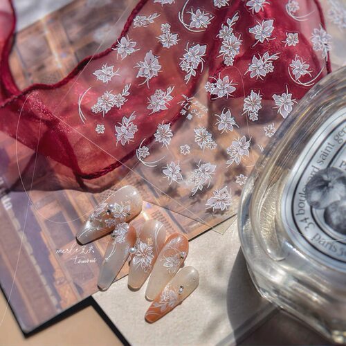 纯欲风白色冰花美甲贴纸
