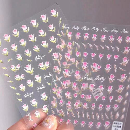 日系美甲郁金香花朵贴纸