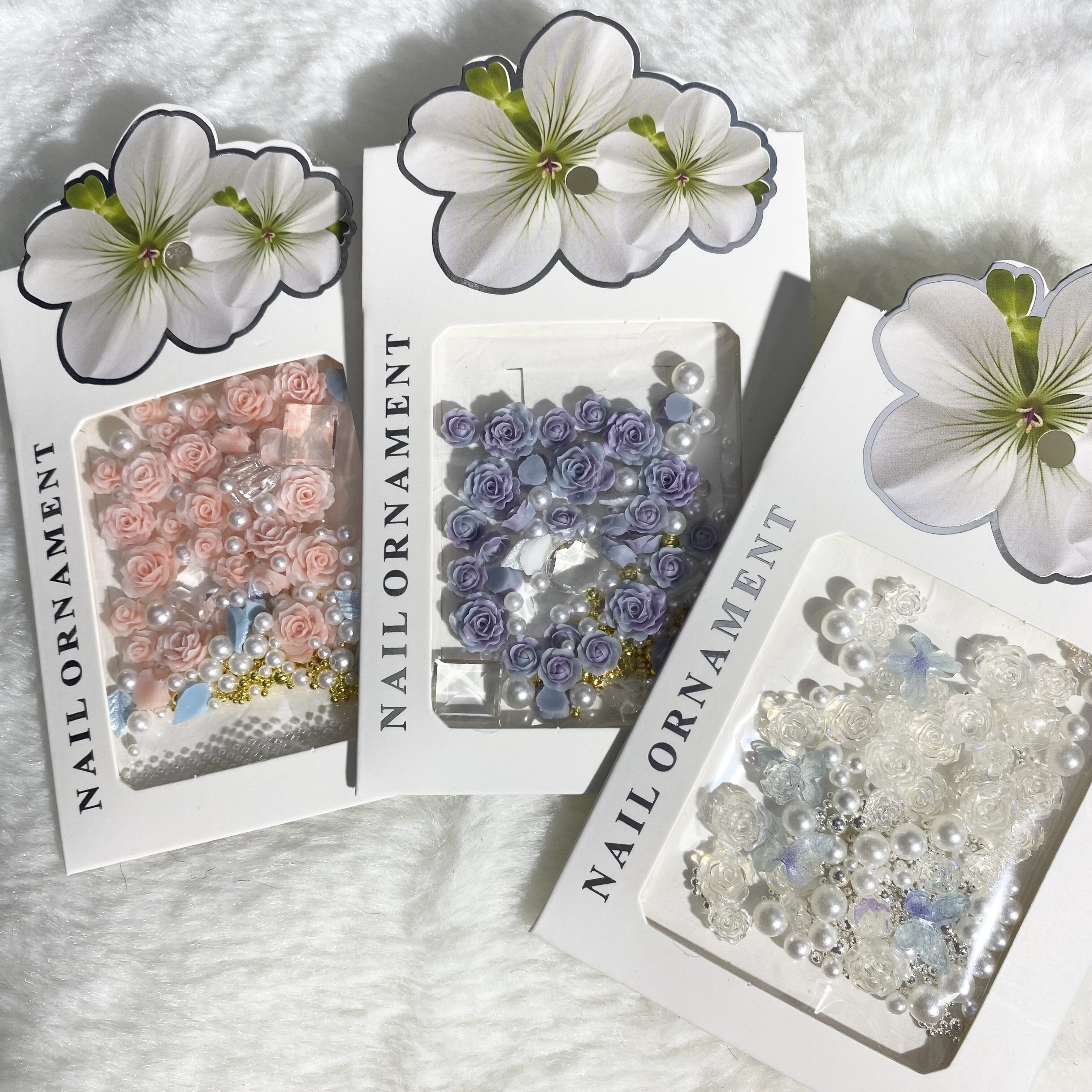 月季玫瑰山茶花指甲饰品