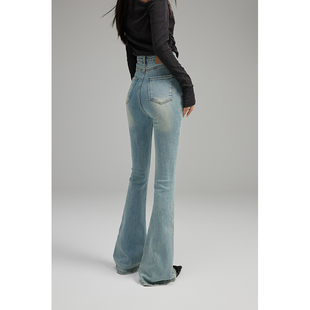 GVCJ高个子加长裤子浅色高腰牛仔裤秋季新款修身显瘦超长拖地裤女