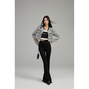 GVCJ高个子加长黑色微喇牛仔裤小众款高腰显瘦设计感修身显瘦裤子