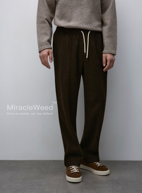 【冬季王炸热岩绒】醋酸加绒羊毛加厚中缝线垂坠宽松直筒休闲裤男