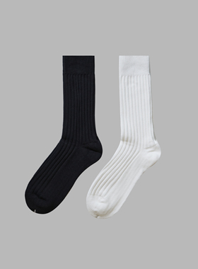 miracleweed三双装N*A代工厂男士中高筒粗线双针棉素袜