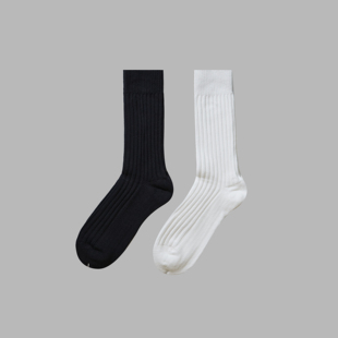 miracleweed三双装N*A代工厂男士中高筒粗线双针棉素袜