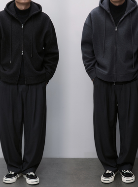 【双层加厚毛呢料】重磅连帽加绒保暖零下御寒廓形不对称卫衣外套