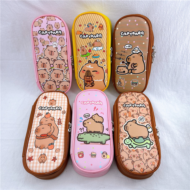 卡皮大容量拉链 pu 笔袋文具盒小学生铅笔袋男孩女孩卡通可爱