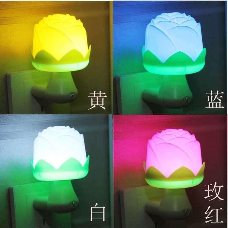 荷花led智能光控感应婴儿小夜灯