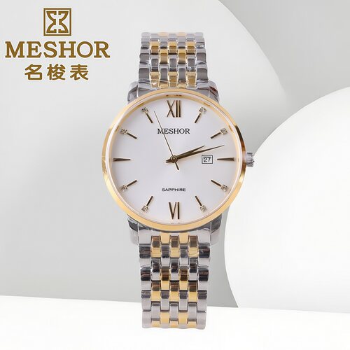 正品MESHOR名梭手表男表女表情侣表超薄石英表休闲镶钻日历5065