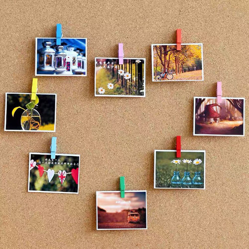 木质工字钉软木板照片墙图钉夹子留言墙固定照片毛毡布板不伤照片