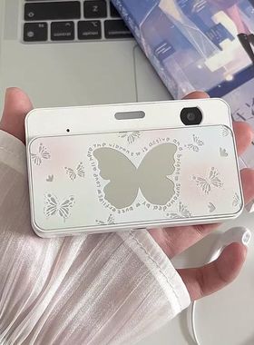 高清蝴蝶儿童学生相机便携迷你拍照玩具蝴蝶图案白色小型数码相机