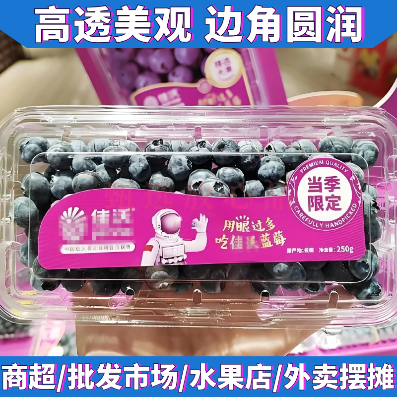加厚250g半斤装蓝莓盒子透明塑料一次性水果盒树莓桑葚蓝莓包装盒