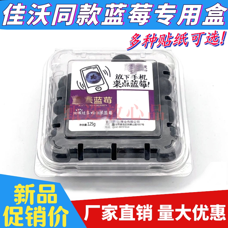 125g克蓝莓盒子树莓打包盒加厚透明塑料贴纸透气一次性蓝莓包装盒