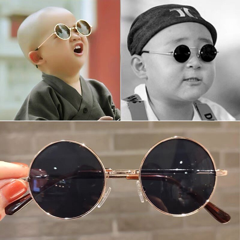 儿童圆框眼镜复古金属小圆形墨镜宝宝可爱男童萌小眼镜太阳镜潮女
