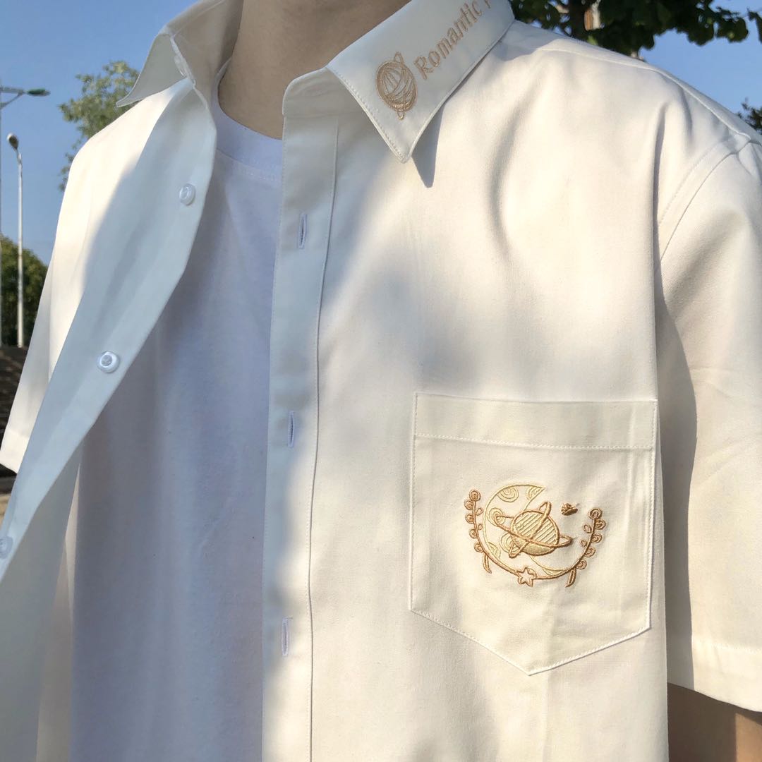 dk浪漫原创短袖角襟情侣衬衫现货