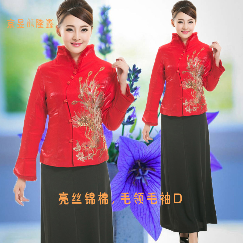 长袖迎宾唐装服务员工作服棉外套