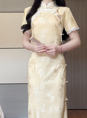 黄色旗袍女新中式改良双襟复古风年轻款少女日常可穿高级感连衣裙