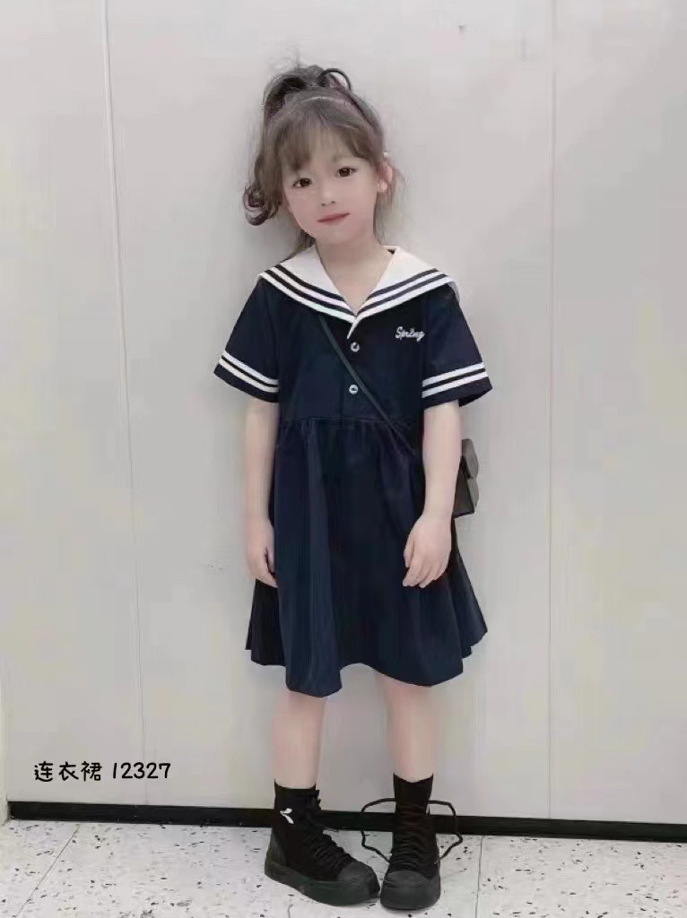 叫我格格2024夏新款儿童海军风连衣裙女童学院翻领裙子洋气12327