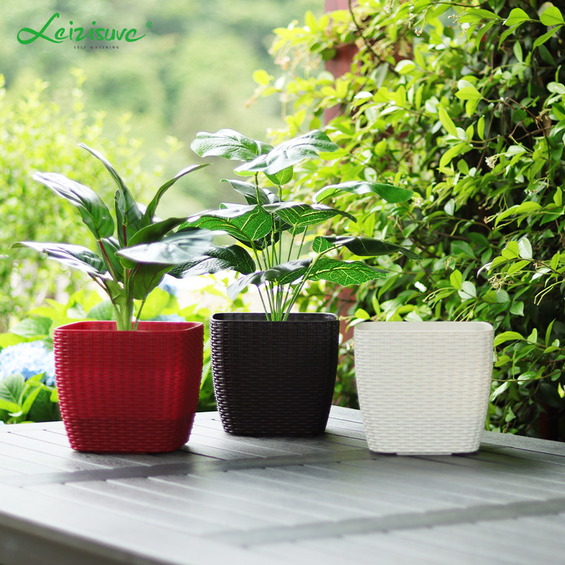 仿藤编外观方形自吸水盆