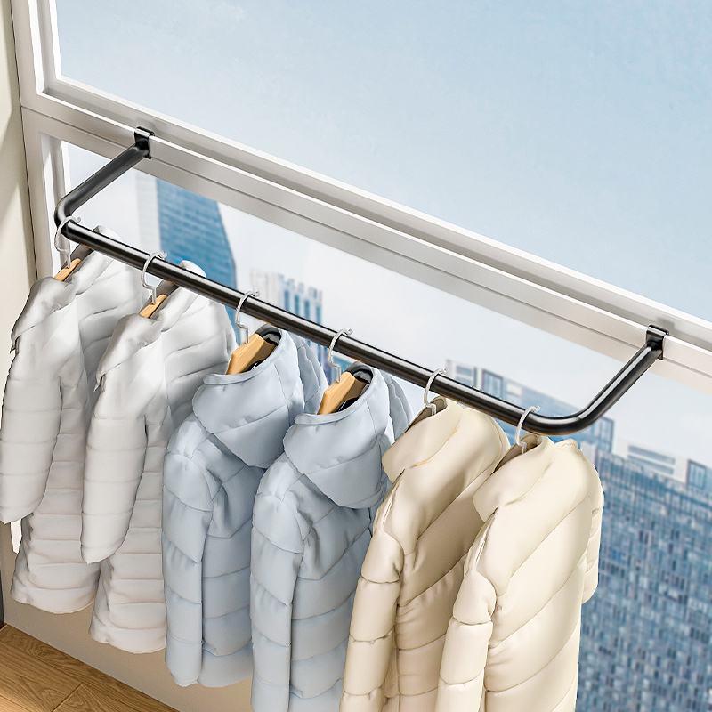 窗框晾衣架阳台护栏衣架窗台晾晒神器卡扣栏杆支架多功能简易挂架