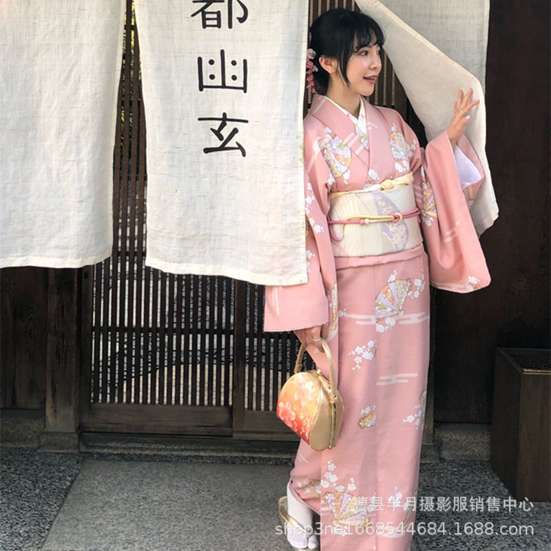 神明和服日式和风粉色文艺复古连衣裙正装传统改良中国风