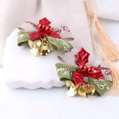 圣诞迷你蝴蝶结铃铛挂件圣诞装饰