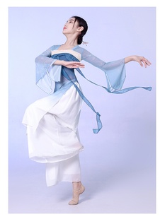 新款 女童古典舞演出服飘逸纱衣儿童舞蹈练功服扇子舞中国风表演服