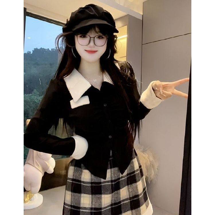 大约在冬季微胖mm纯欲针织打底衫女内搭秋冬高腰设计感上衣套装