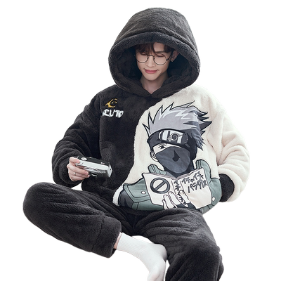 珊瑚绒睡衣男冬季加绒加厚家居服