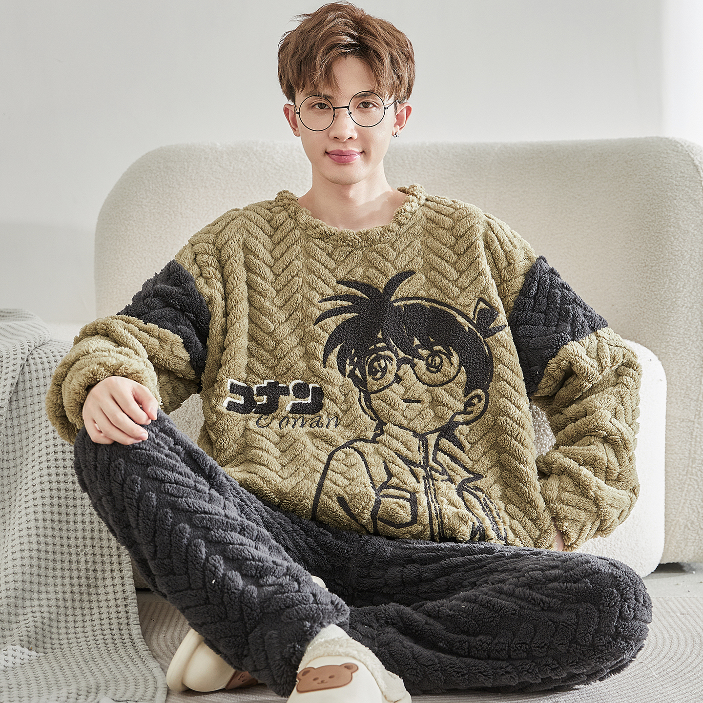 睡衣男款珊瑚绒冬季加厚加绒
