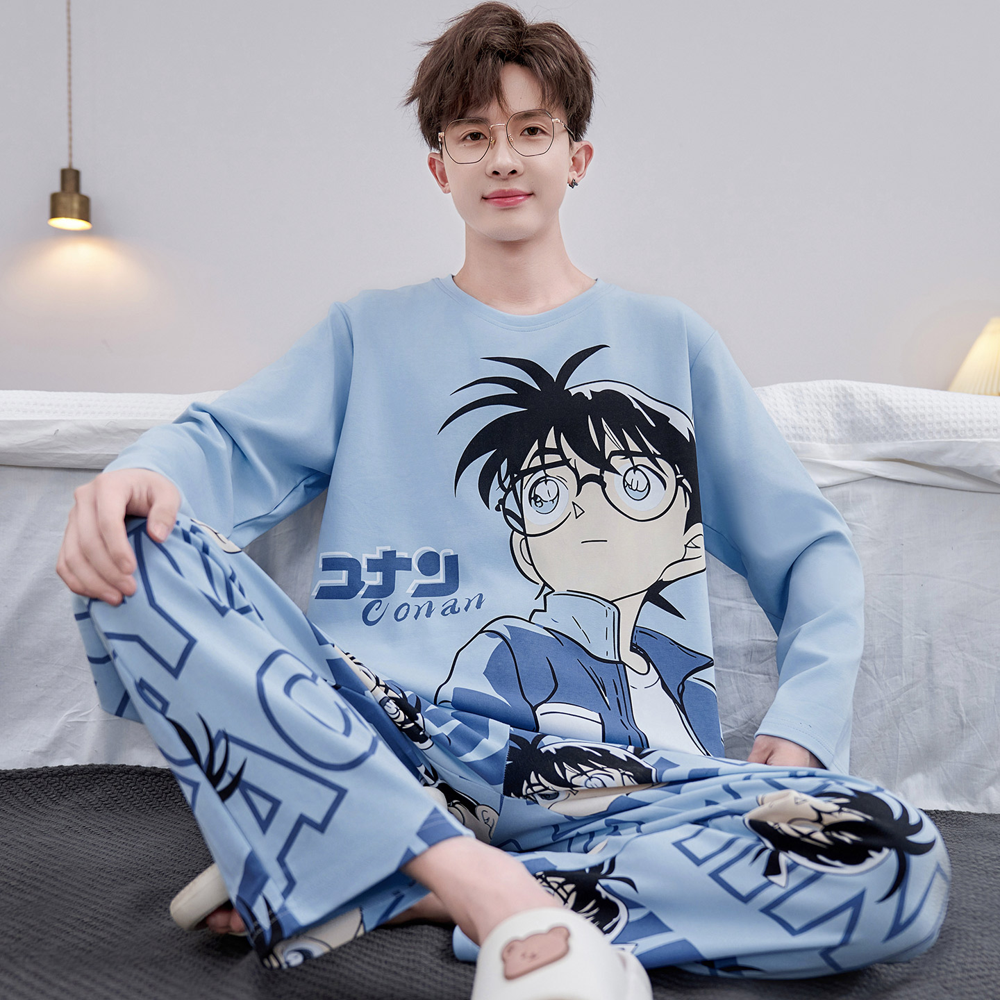 青少年睡衣男长袖纯棉秋季卡通