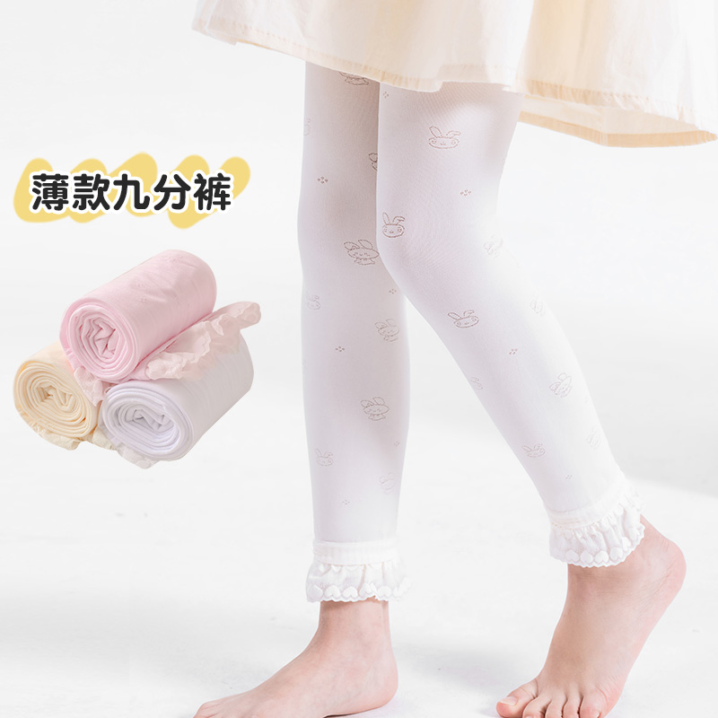 女童打底裤夏季薄款九分蕾丝公主袜2025新款打底袜春夏儿童连裤袜