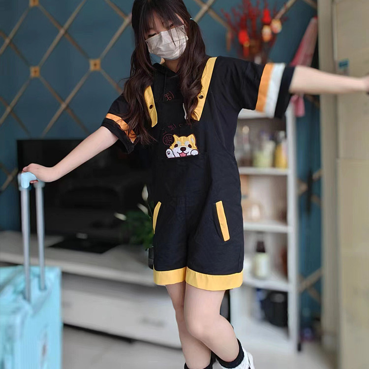 男女同款夏装新款可爱耳朵连帽田园犬贴布两件套中学生背带裤套装,女装/女士精品,休闲裤,淘宝优惠券,粉丝福利购,淘宝优惠卷